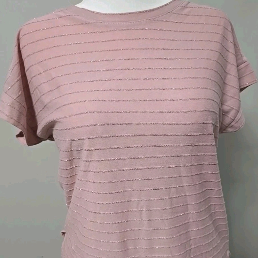Ellen Tracy Pink Sparkly Textured Tee